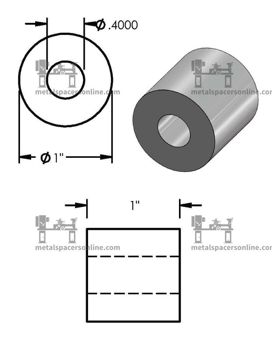 Mild Steel Spacer 1" OD X 3/8" ID