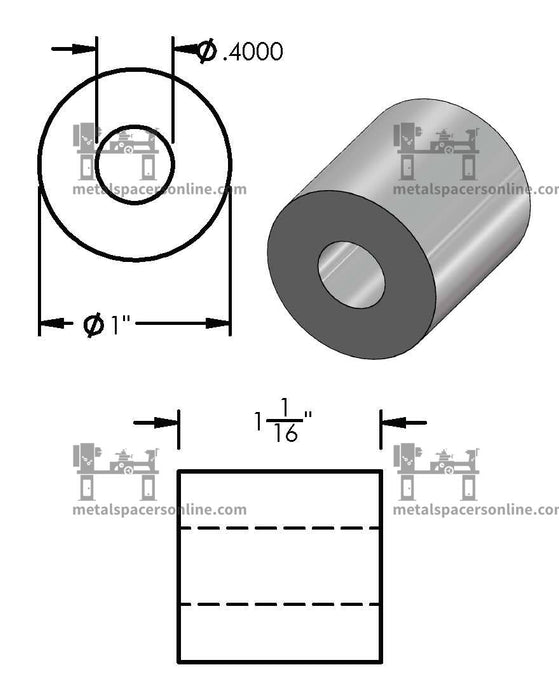 Mild Steel Spacer 1" OD X 3/8" ID