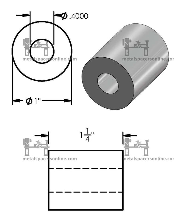 Mild Steel Spacer 1" OD X 3/8" ID