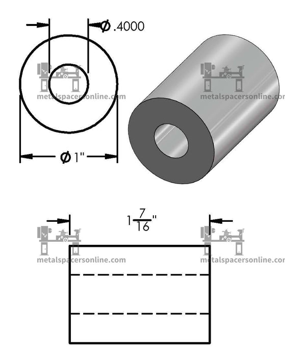 Mild Steel Spacer 1" OD X 3/8" ID