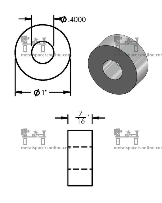 Mild Steel Spacer 1" OD X 3/8" ID