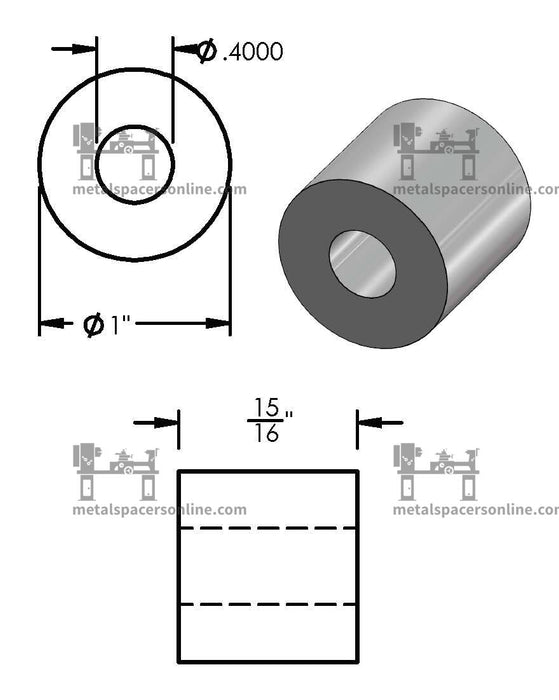 Mild Steel Spacer 1" OD X 3/8" ID