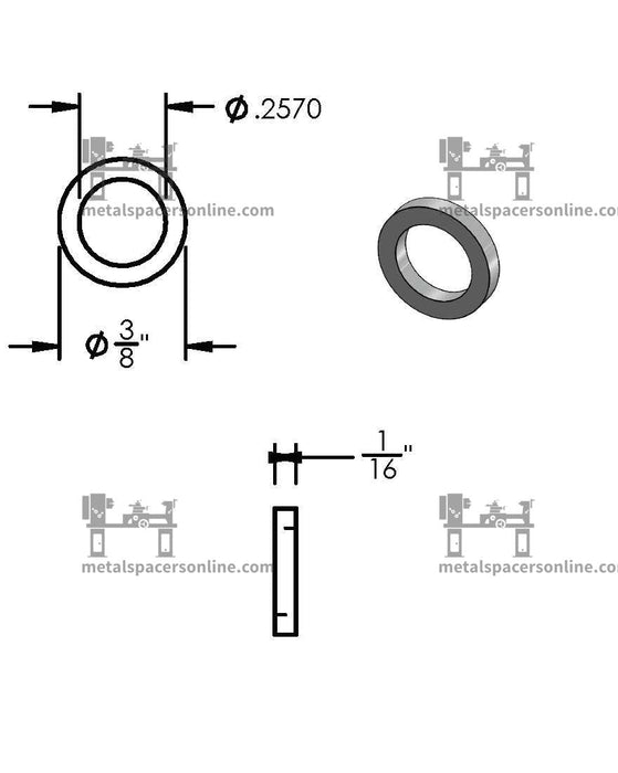 Black Aluminum Spacer 3/8" OD X 1/4" ID - Metal Spacers Online