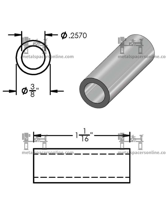 Mild Steel Spacer 3/8" OD X 1/4" ID