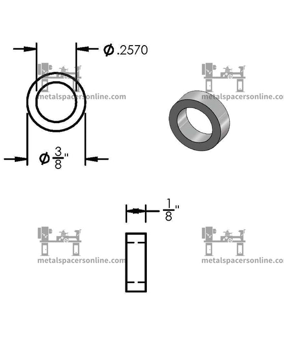 Black Aluminum Spacer 3/8" OD X 1/4" ID - Metal Spacers Online