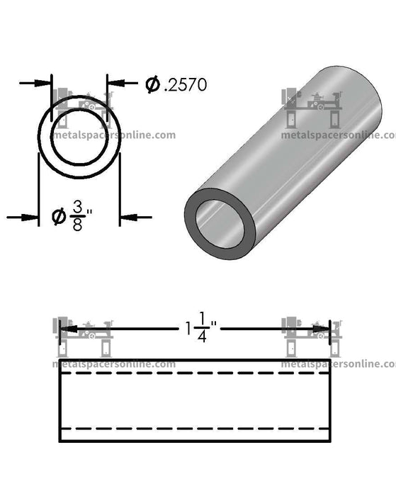 Mild Steel Spacer 3/8" OD X 1/4" ID