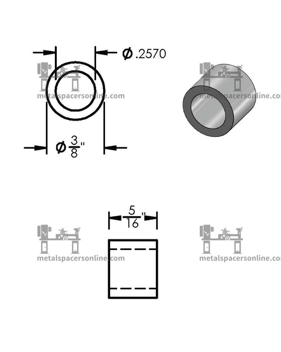 Mild Steel Spacer 3/8" OD X 1/4" ID