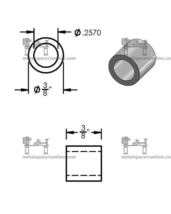 Mild Steel Spacer 3/8" OD X 1/4" ID