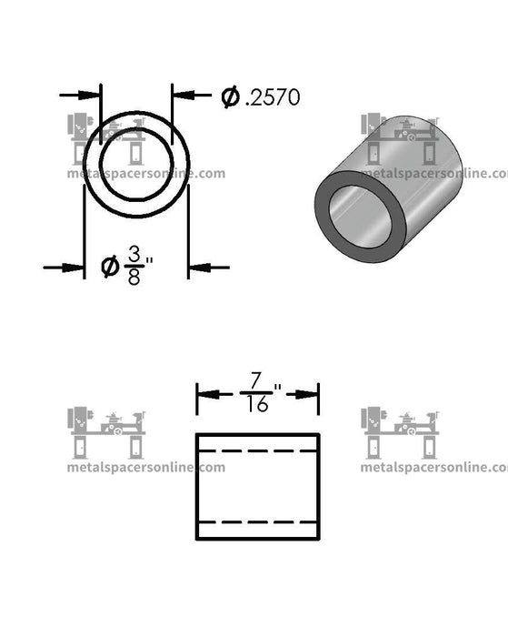 Mild Steel Spacer 3/8" OD X 1/4" ID