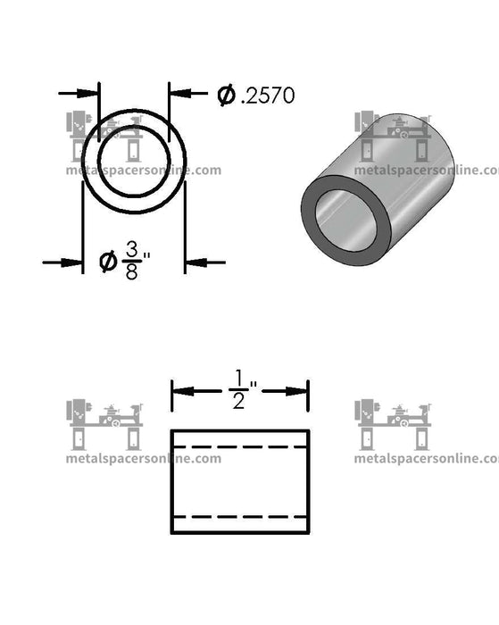 Mild Steel Spacer 3/8" OD X 1/4" ID