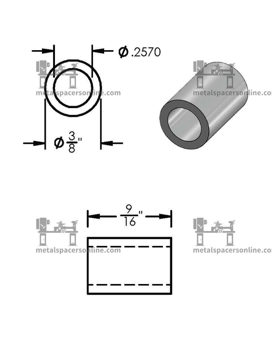 Mild Steel Spacer 3/8" OD X 1/4" ID