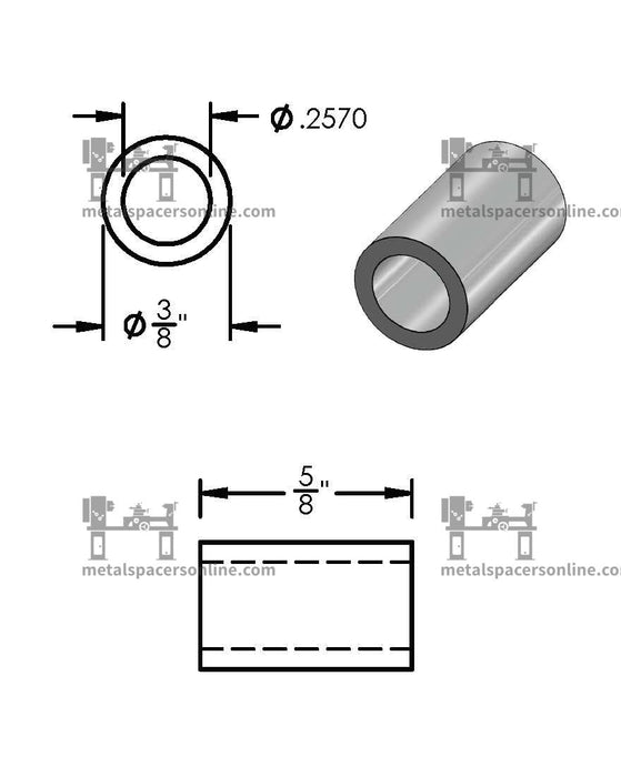 Mild Steel Spacer 3/8" OD X 1/4" ID