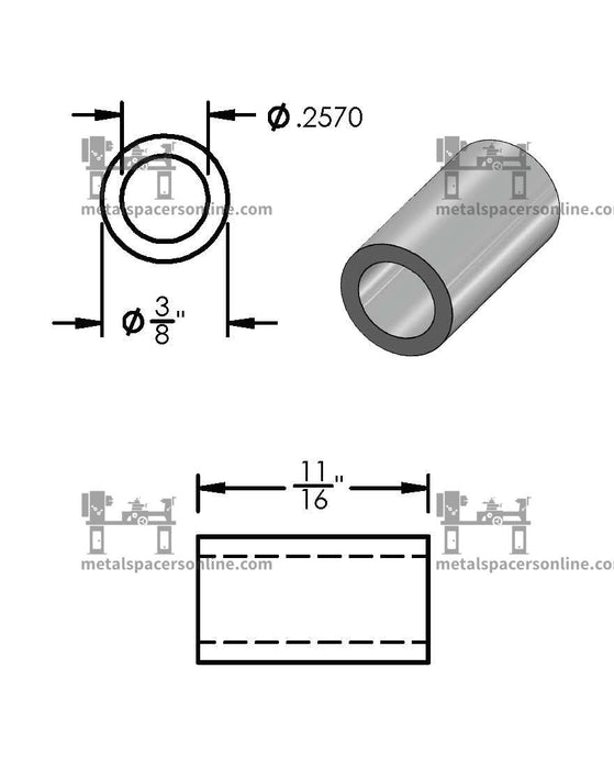 Mild Steel Spacer 3/8" OD X 1/4" ID