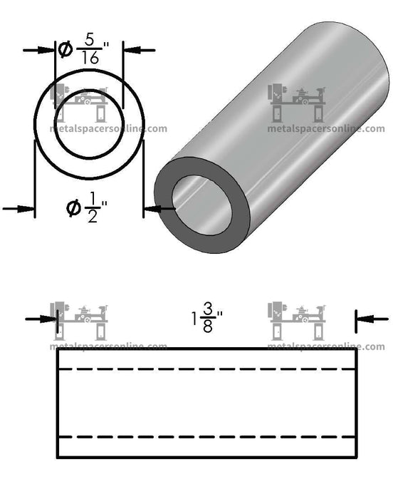 Mild Steel Spacer 1/2" OD X 5/16" ID - Metal Spacers Online