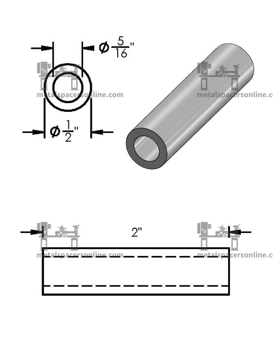 Mild Steel Spacer 1/2" OD X 5/16" ID - Metal Spacers Online