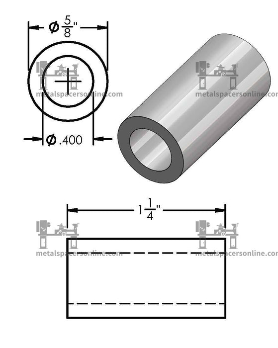 Aluminum Spacer 5/8" OD X 3/8" ID - Metal Spacers Online