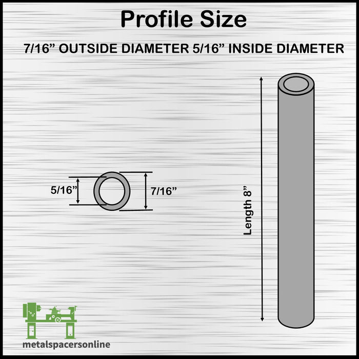 Long Aluminum Spacer 7/16" OD X 5/16" ID x 8" Long