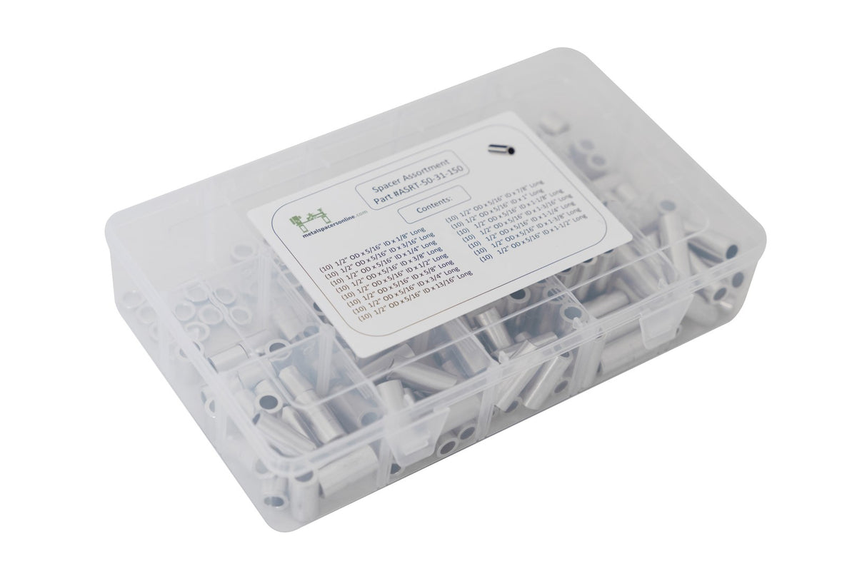 1/2" OD x 5/16" ID Spacer Assortment Kit (150 pcs) Metal Spacers Online