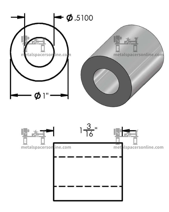 Mild Steel Spacer 1" OD X 1/2" ID