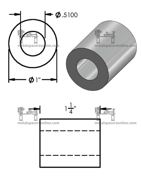 Mild Steel Spacer 1" OD X 1/2" ID