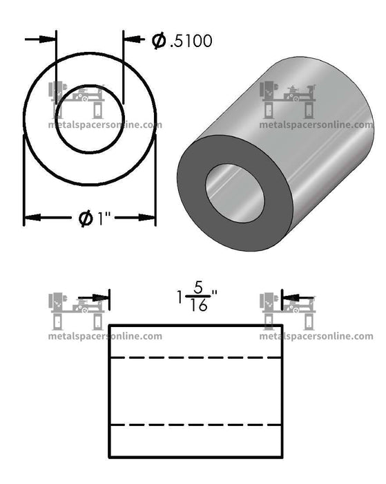 Mild Steel Spacer 1" OD X 1/2" ID