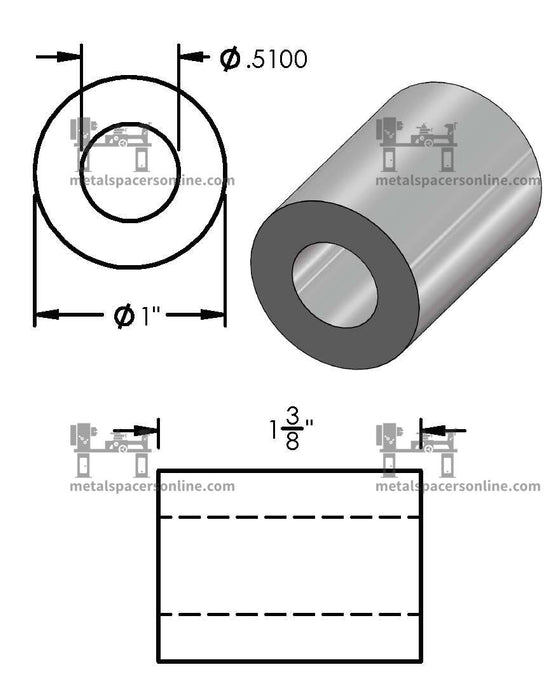 Mild Steel Spacer 1" OD X 1/2" ID