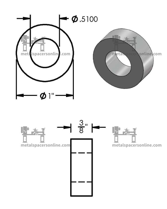 Mild Steel Spacer 1" OD X 1/2" ID