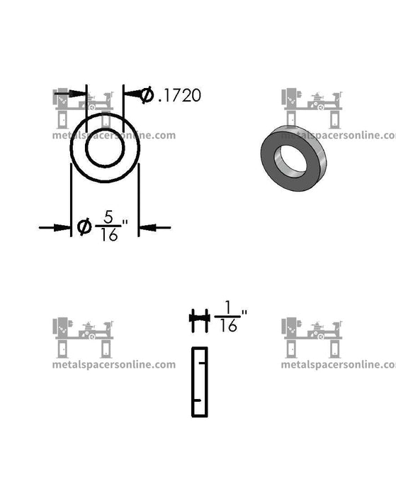 Aluminum Spacer 5/16" OD X 11/64" ID - Metal Spacers Online