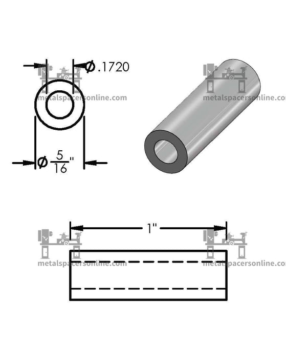 Aluminum Spacer 5/16" OD X 11/64" ID - Metal Spacers Online