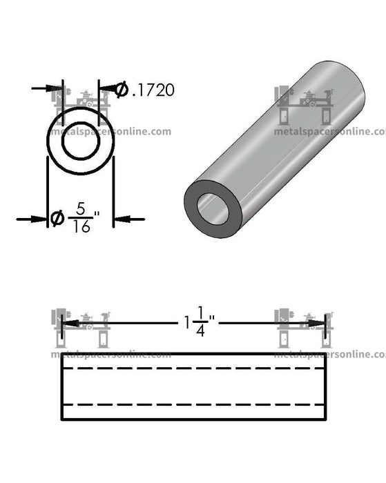 Aluminum Spacer 5/16" OD X 11/64" ID - Metal Spacers Online