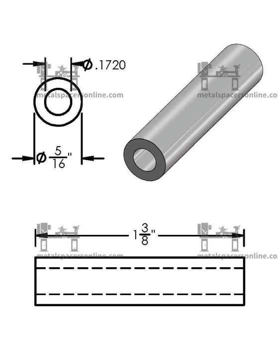 Aluminum Spacer 5/16" OD X 11/64" ID - Metal Spacers Online