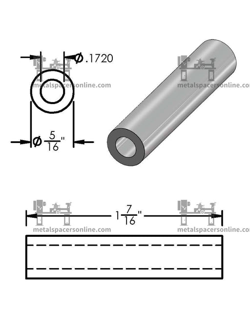 Aluminum Spacer 5/16" OD X 11/64" ID - Metal Spacers Online