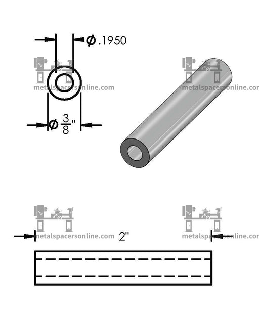 Aluminum Spacer 3/8" OD X 3/16" ID - Metal Spacers Online