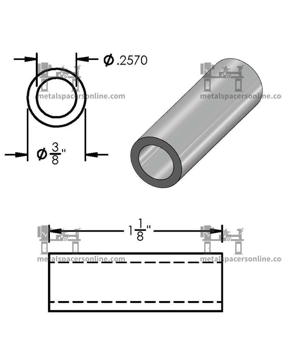 Aluminum Spacer 3/8" OD X 1/4" ID - Metal Spacers Online