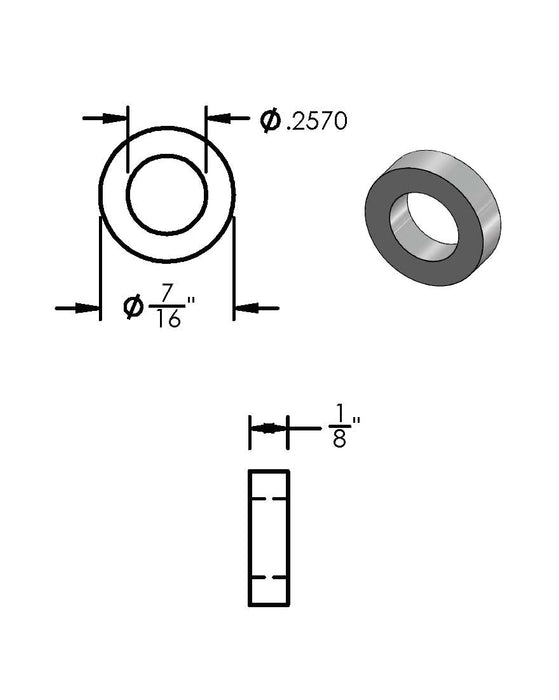 Aluminum Spacer 7/16" OD X 1/4" ID - Metal Spacers Online