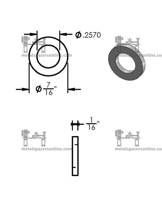 Aluminum Spacer 7/16" OD X 1/4" ID - Metal Spacers Online