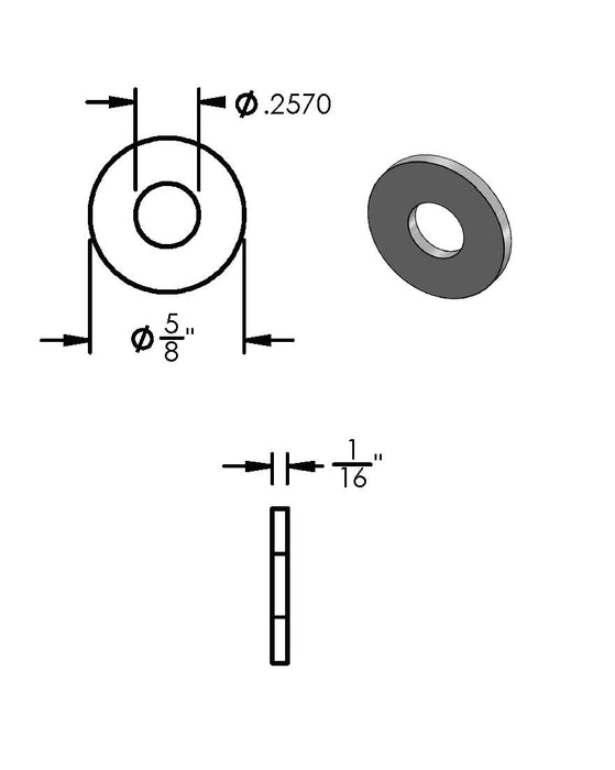 Black Aluminum Spacer 5/8" OD X 1/4" ID - Metal Spacers Online