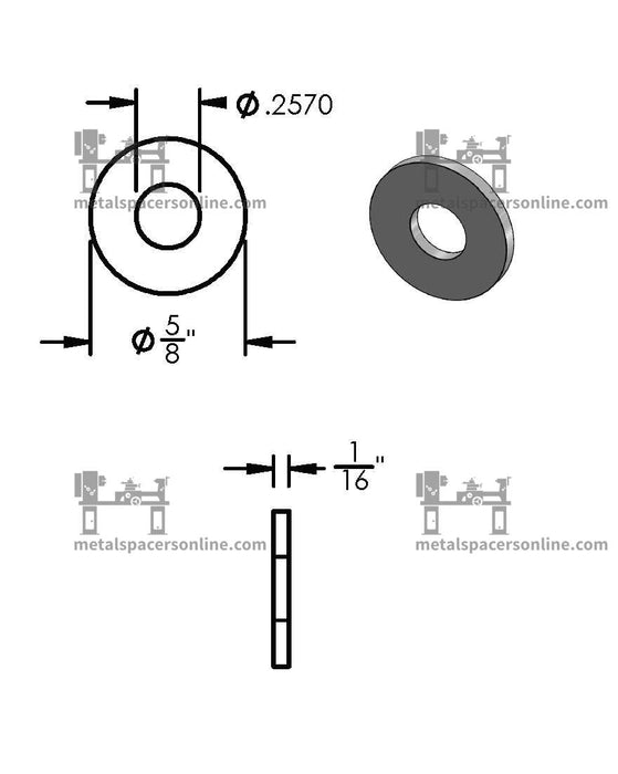 Aluminum Spacer 5/8" OD X 1/4" ID - Metal Spacers Online