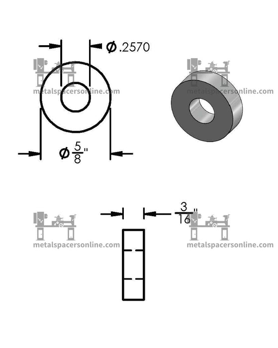 Aluminum Spacer 5/8" OD X 1/4" ID - Metal Spacers Online