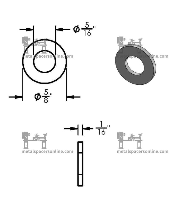 Aluminum Spacer 5/8" OD X 5/16" ID - Metal Spacers Online