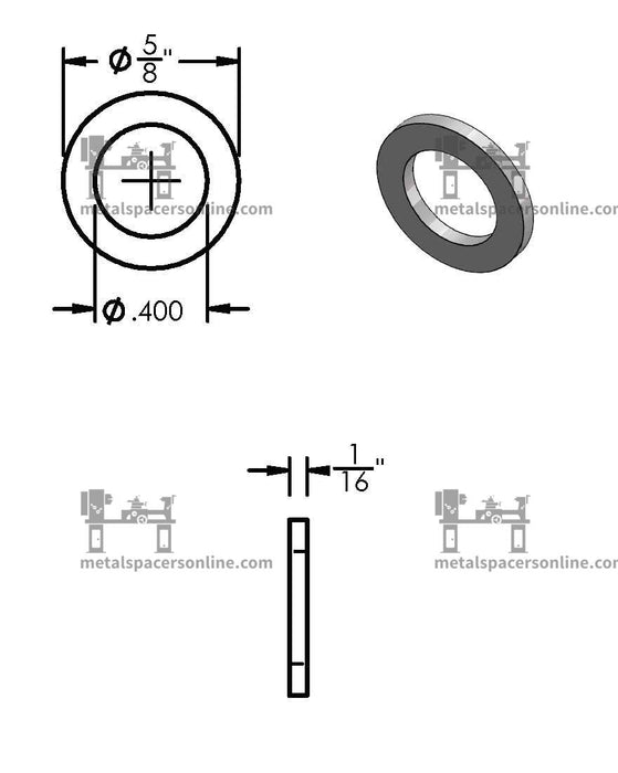 Aluminum Spacer 5/8 OD X 3/8 ID — Metal Spacers Online