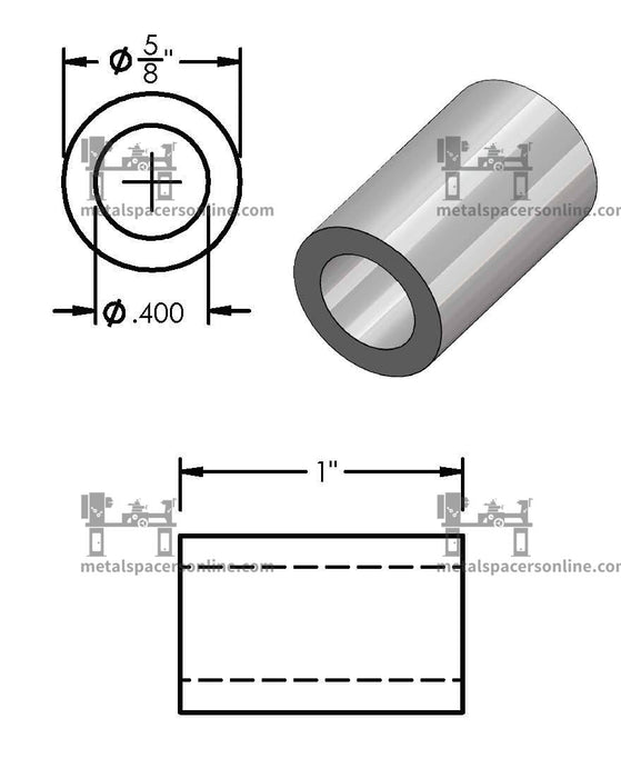 Aluminum Spacer 5/8" OD X 3/8" ID - Metal Spacers Online