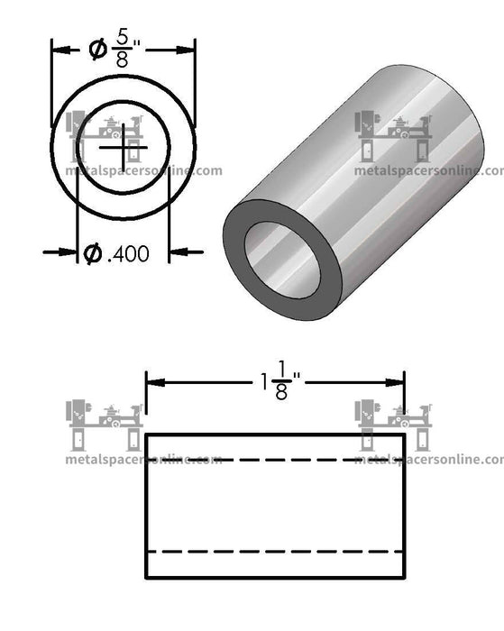 Aluminum Spacer 5/8" OD X 3/8" ID - Metal Spacers Online