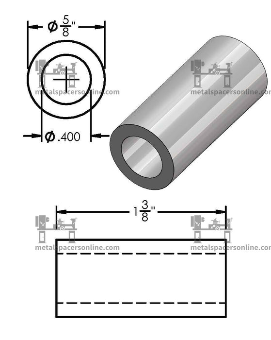 Aluminum Spacer 5/8" OD X 3/8" ID - Metal Spacers Online