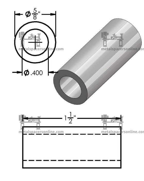 Aluminum Spacer 5/8" OD X 3/8" ID - Metal Spacers Online