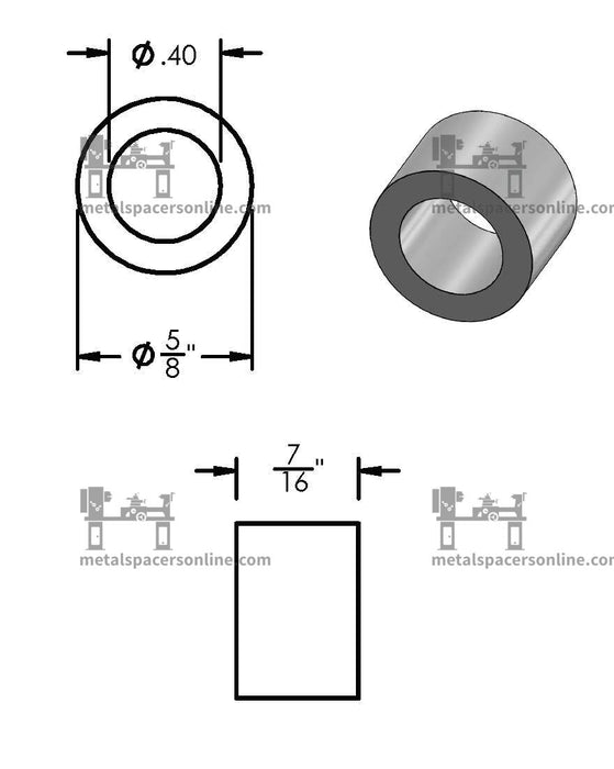 Aluminum Spacer 5/8" OD X 3/8" ID - Metal Spacers Online