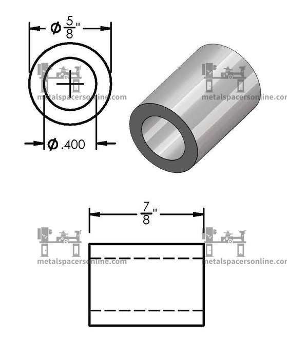 Aluminum Spacer 5/8" OD X 3/8" ID - Metal Spacers Online