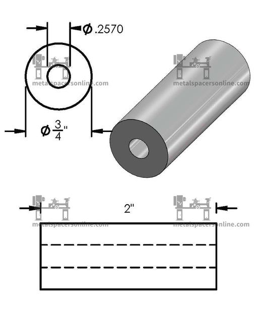 Aluminum Spacer 3/4" OD X 1/4" ID - Metal Spacers Online