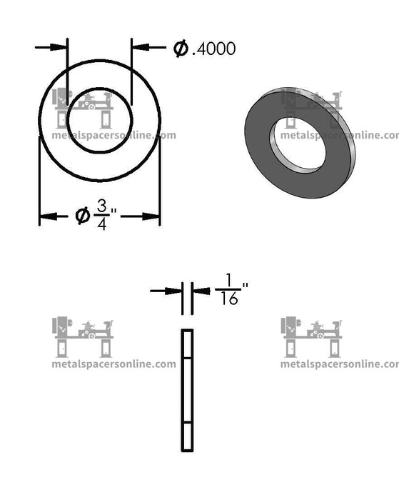 Aluminum Spacer 3/4" OD X 3/8" ID - Metal Spacers Online