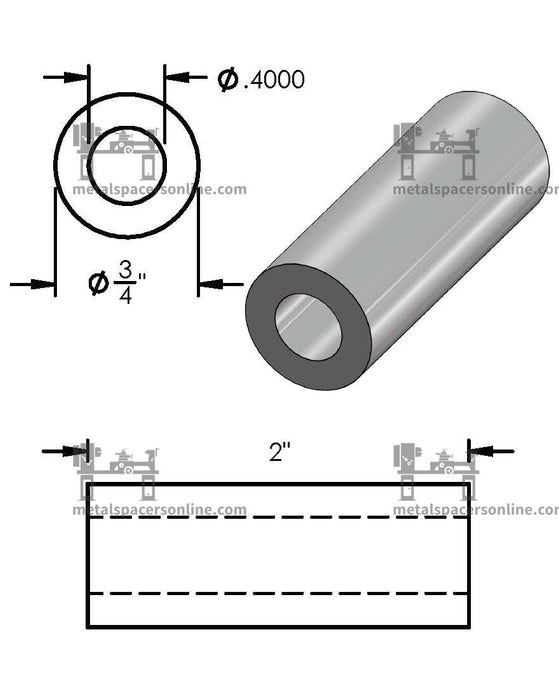 Aluminum Spacer 3/4" OD X 3/8" ID - Metal Spacers Online